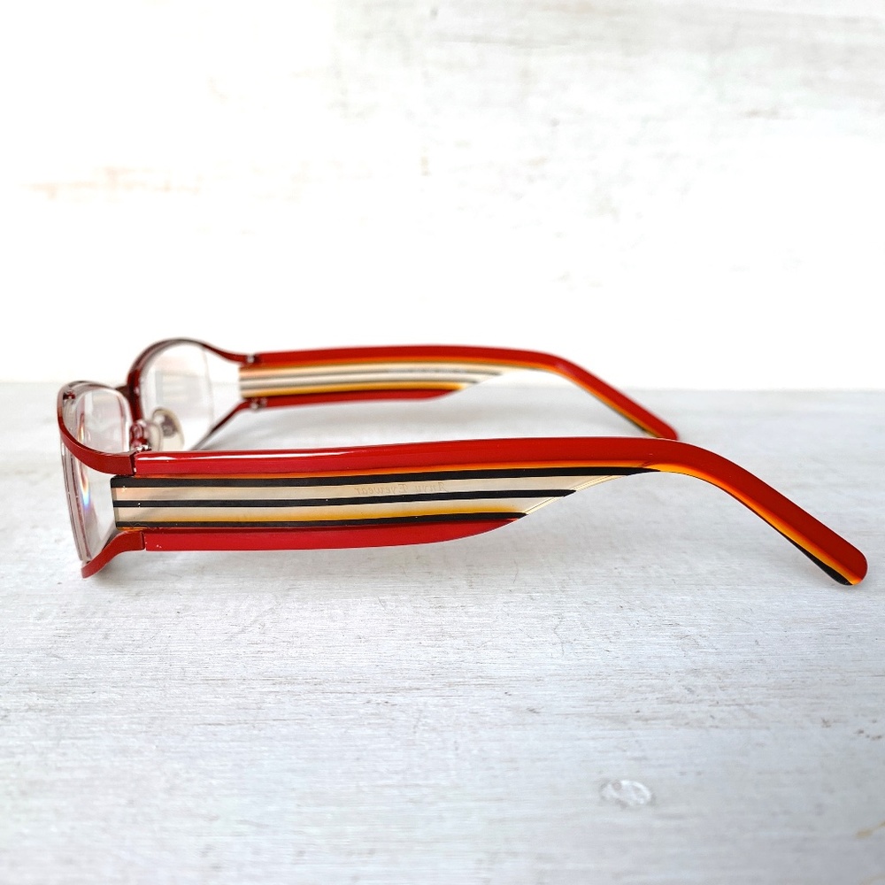 Red Men's Rectangular Metal Eyeglass Frames - image 8